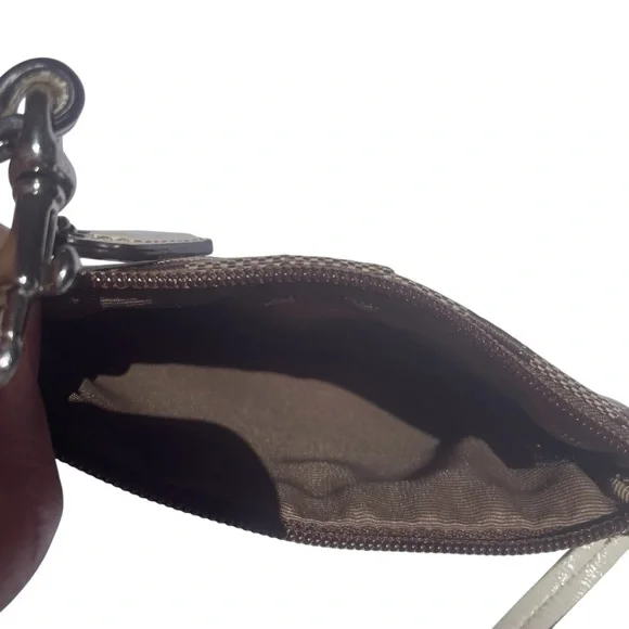 Coach Wristlet Coin Purse Cream and Brown Canvas - Picture 6 of 10